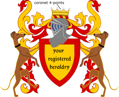 Full heraldic achievement for a Court Barony in the Kingdom of Atenveldt