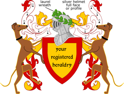 Full heraldic achievement for the Order of the Laurel in the Kingdom of Atenveldt